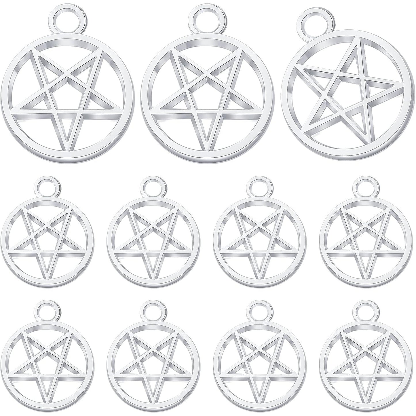 50pcs Silver Pentacle Star Charms Alloy Star Pentagram Pendants Protection Lucky Pentacle Charms Jewelry Making Accessory for DIY Crafts Necklaces Bracelets Earrings