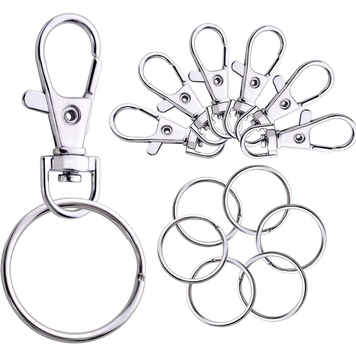 60 PCS Swivel Lanyard Snap Hooks Strong Key Chain Rings and Lobster Clasps Trigger Clips for DIY Bags, Jewelry and Craft Making
