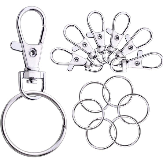 60 PCS Swivel Lanyard Snap Hooks Strong Key Chain Rings and Lobster Clasps Trigger Clips for DIY Bags, Jewelry and Craft Making