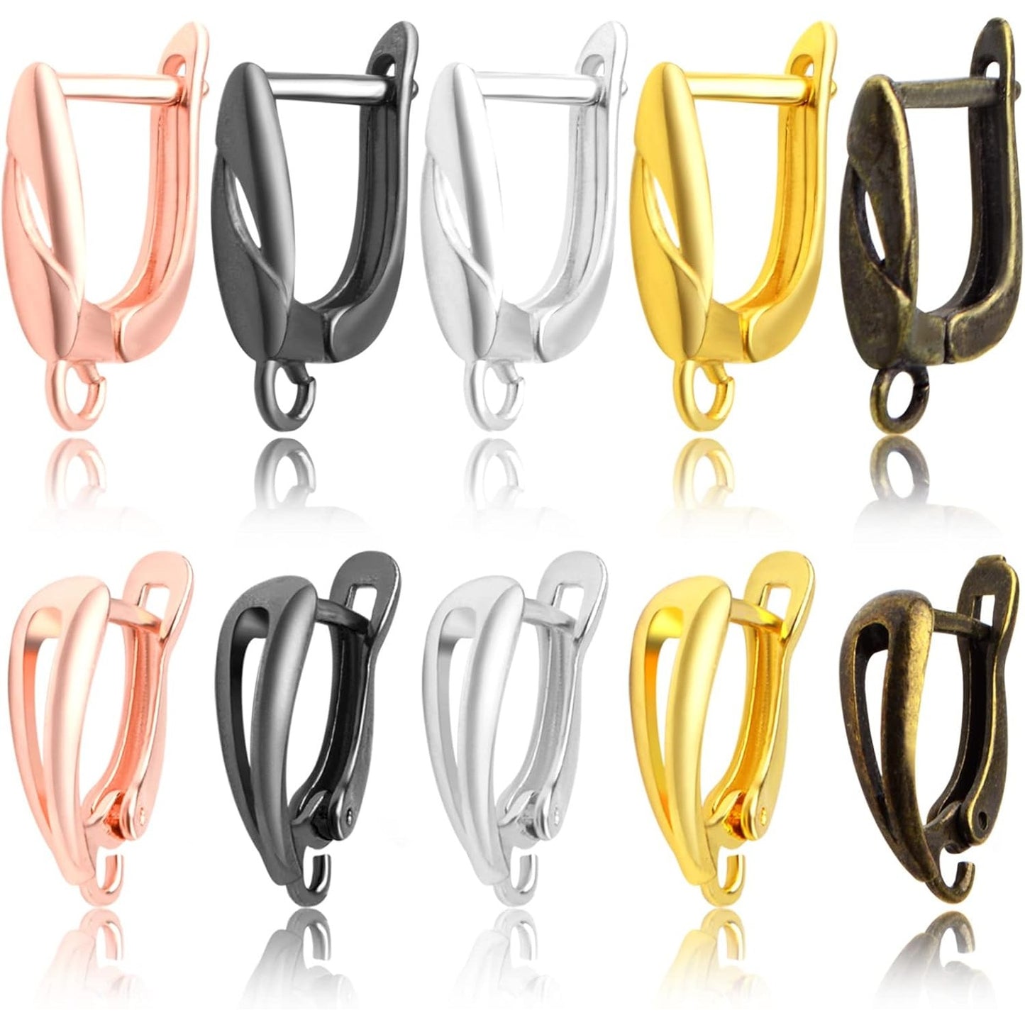 20pcs Brass French Earring Hooks Rectangle Round Shape Hypoallergenic Leverback Earrings Hooks Ear Wire with Open Loop Dangle Earrings for DIY Jewelry Making Supplies, 5 Colors
