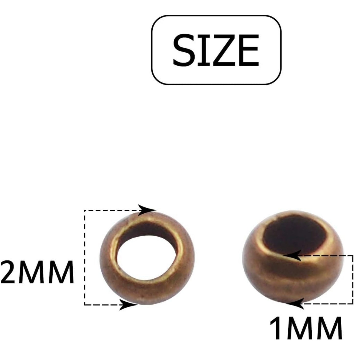 Pack of 1000 Tiny Metal Crimp Spacer Stopper Beads 2mm for Jewelry Making (Bronze)