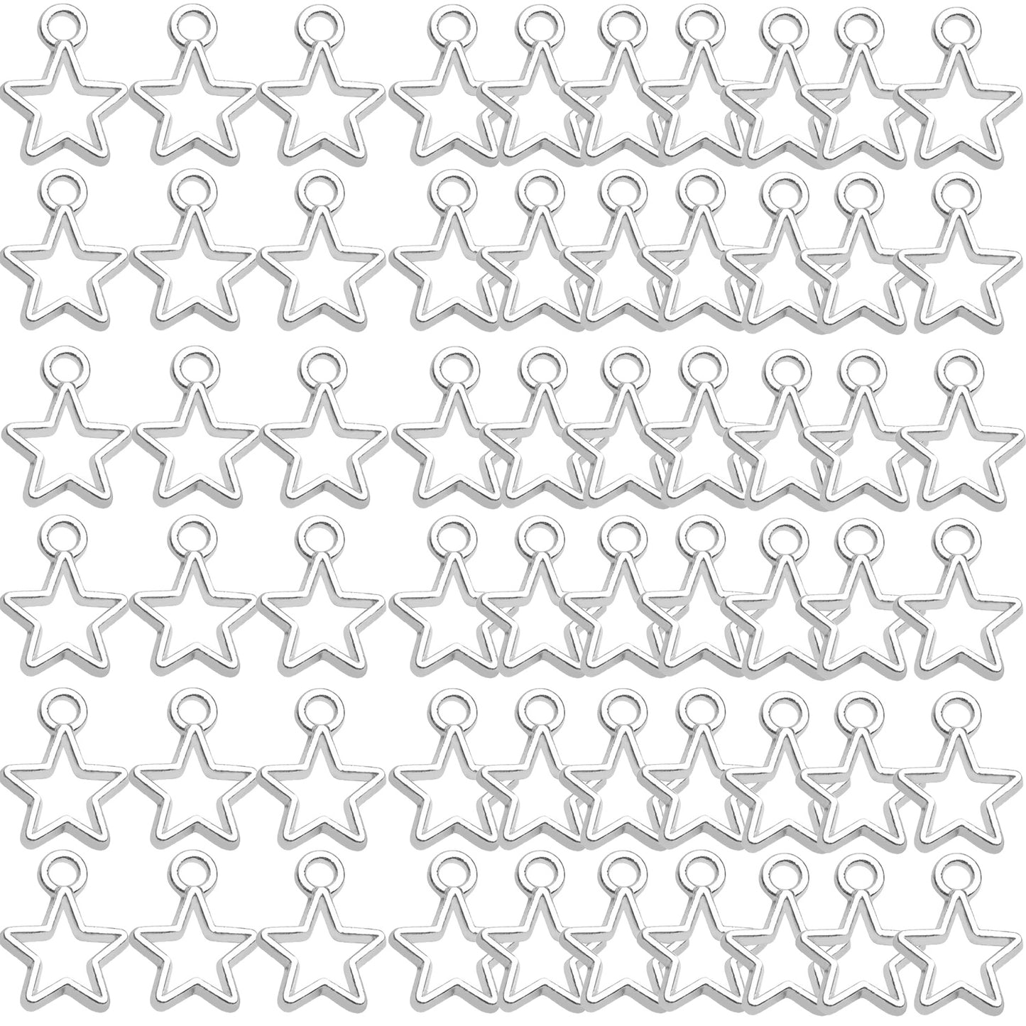 60pcs Mini Star Shaped Charms European Style Charm Hollow Star Charm Jewelry Charms Pendants for DIY Necklaces Bracelets Jewelry Accessories, 6 colors