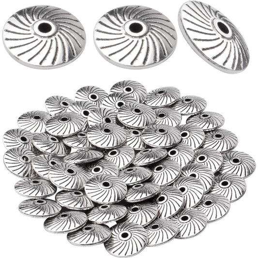 50pcs Antique Silver Gear Spacer Bead Alloy Tibetan European Spacers Round Beads Jewelry Bead Charms with A Box for DIY Bracelets Jewelry Making,11.5×3.5×2mm