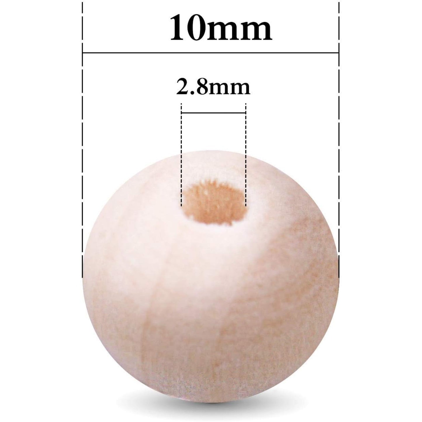 BronaGrand 200pcs 10mm Natural Color Round Ball Wood Spacer Beads Jewelry Findings Charms