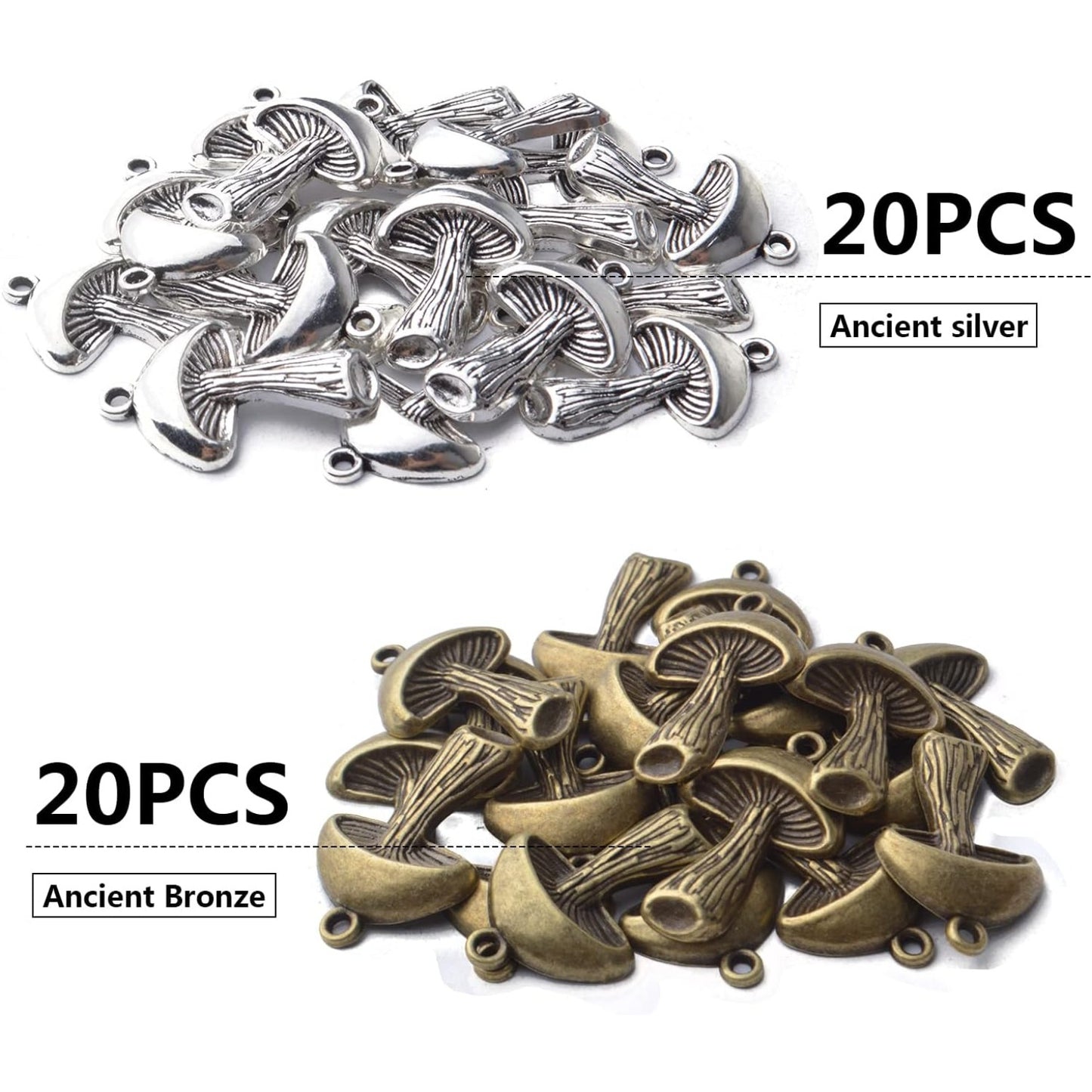 40pcs Mushroom Charms Pendants Alloy Mushroom Beads Charms for Crafting Jewelry DIY Necklace Bracelet Findings Making Accessory,29mm×18.2mm