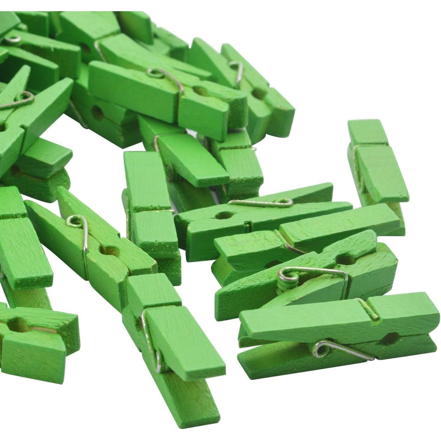 BronaGrand 100pcs Mini Green Wooden Utility Paper Clips and Clothespins