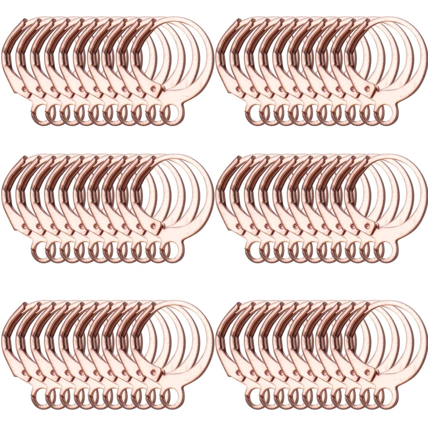 60pcs French Round Earring Hooks Leverback, 30 Pairs, 6 Colors, Simple Design, Polished Finish, Nickel &, Suitable for Jewelry Making & Crafting