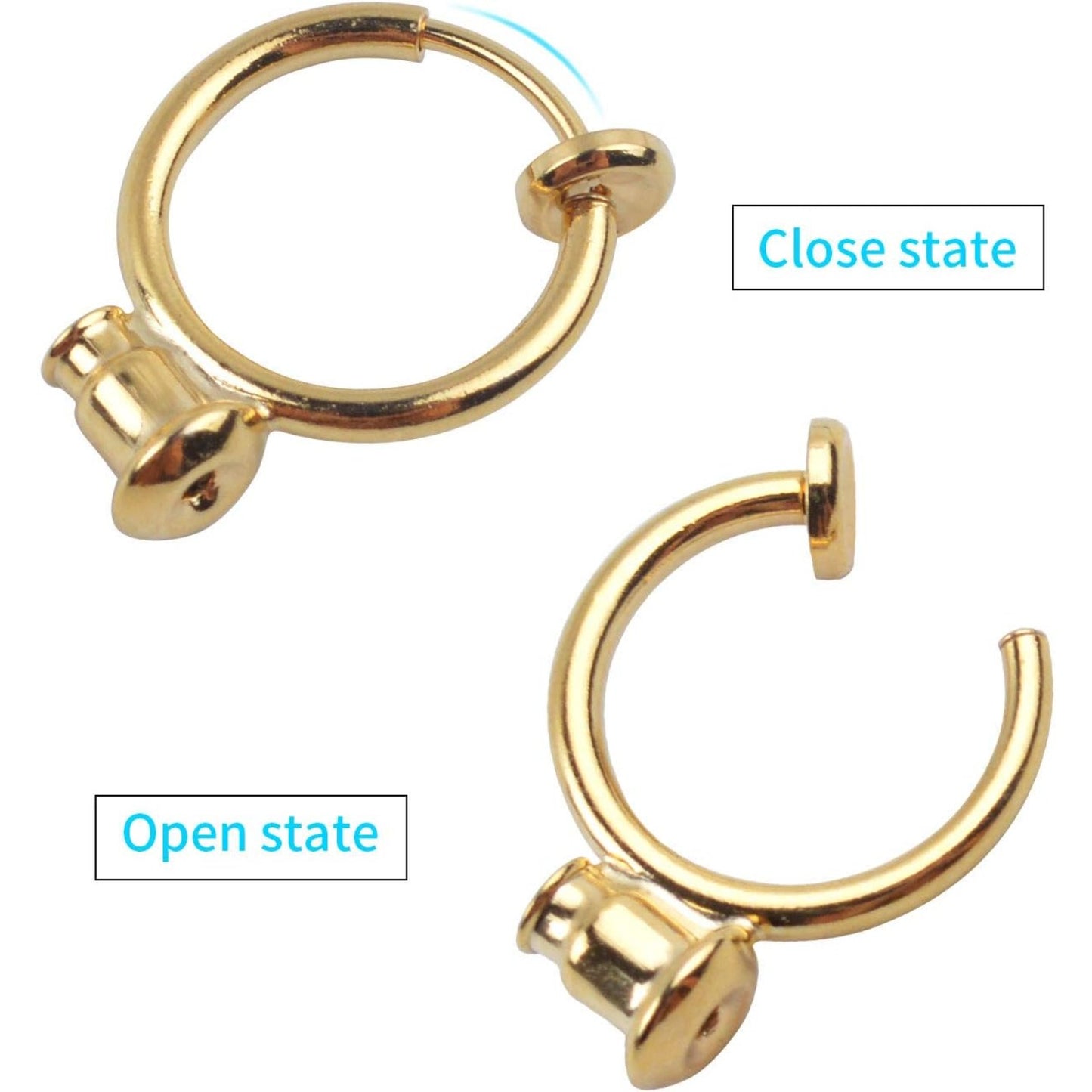 Clip-on Earring Converter,16 Pieces Earring Clip Converter Components Findings with Post for Non-Pierced Ears Jewellery Making - 4 Colors