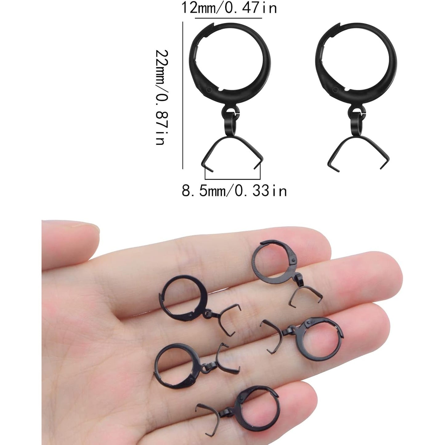 20pcs Stainless Steel Round Earring Hooks Hypoallergenic Leverback Ear Wires Hooks with Pinch Bail Clasps Earring Components for DIY Dangle Jewelry Making Supplies, Black