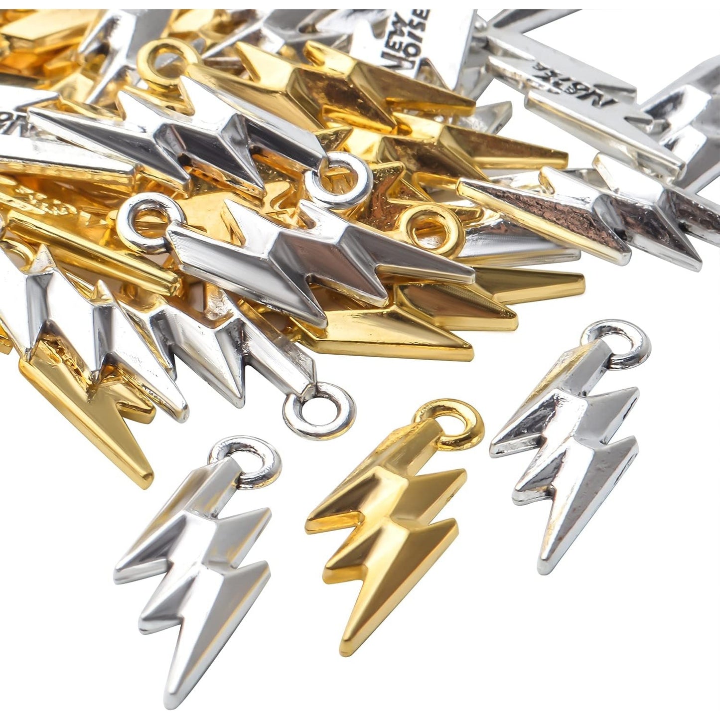 60pcs Flash Shape Charms Lightning Bolt Pendants Alloy Flash Lightning Charm Celestial Charms for Earrings Necklace DIY Jewelry Making Accessory