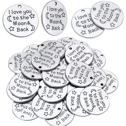 Inspiration Words Charms, 30 Pieces Lettering Saying Charms Messages Pendants Beads Jewelry Making Findings for DIY Necklace Bracelet - 24.5mm