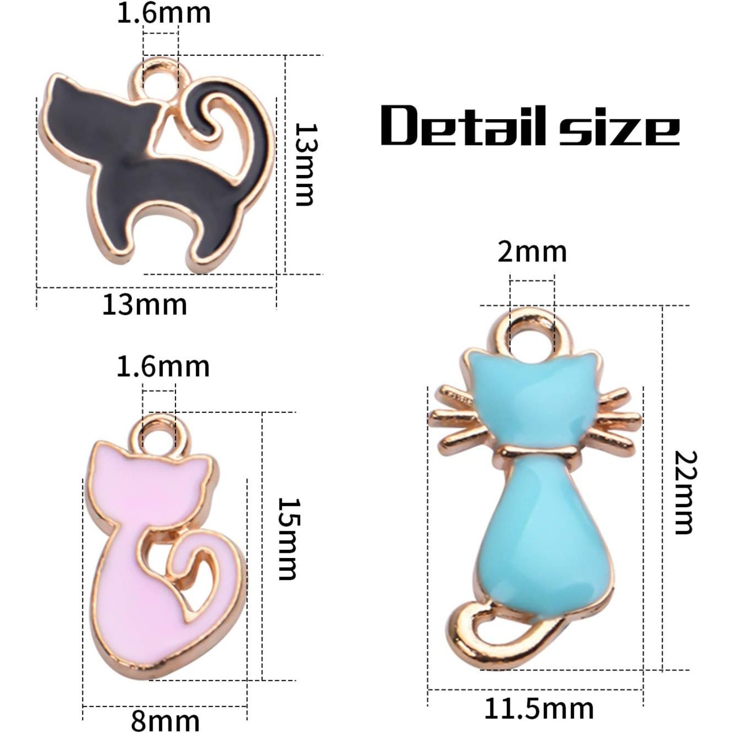 36pcs Enamel Cat Charm Pendant Cute Charms for DIY Jewelry Making Necklace Bracelet Earring,3 Styles