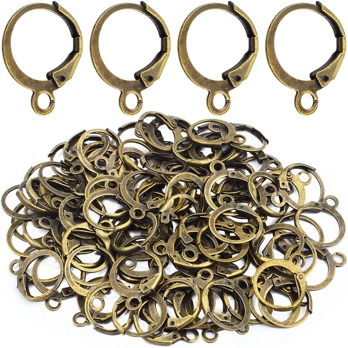 Hypoallergenic Earring Hooks, 120 Pieces Brass Lever Back Earring Round French Hook Ear Wire with Open Loop for Earring Designs Jewelry Making - 4 Colors