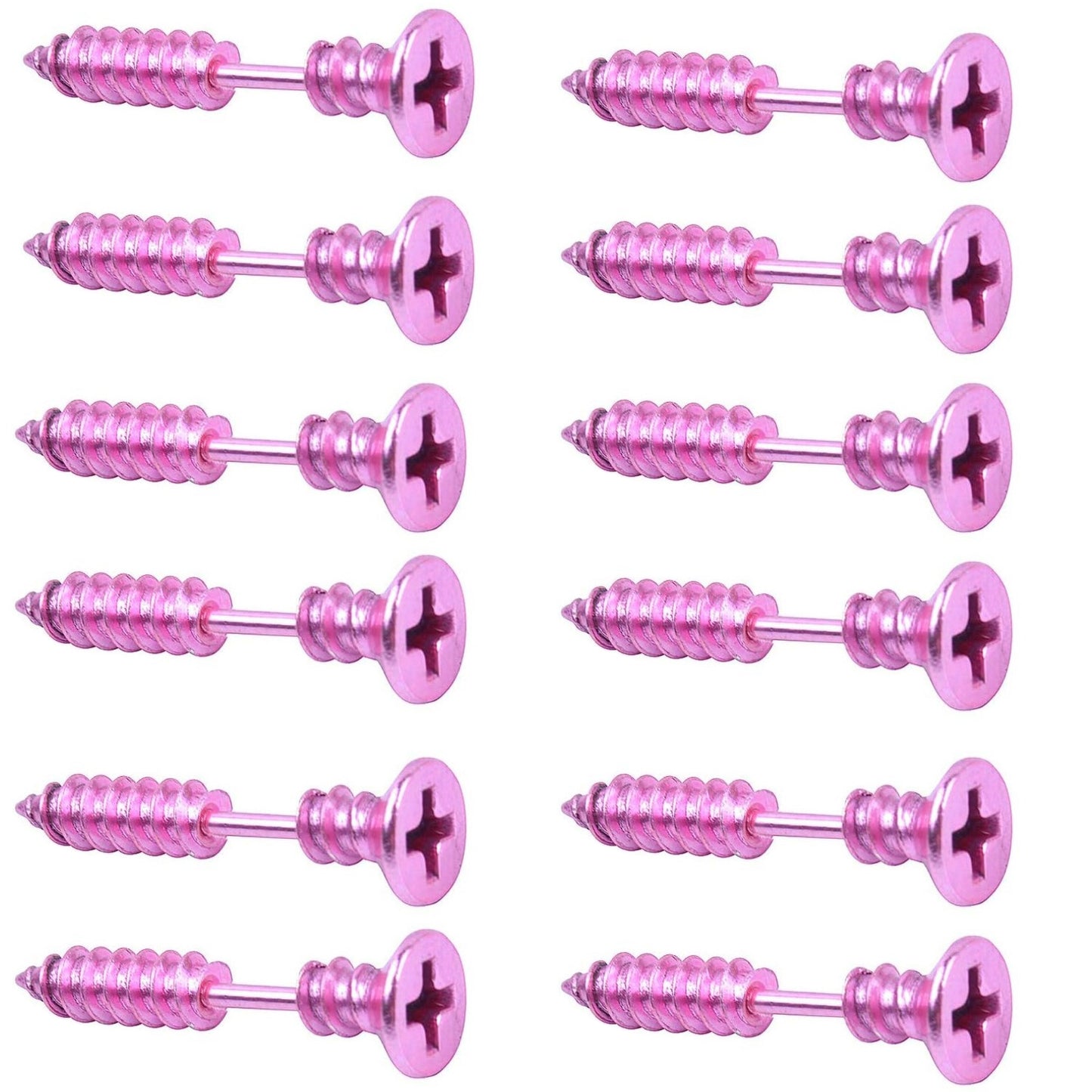 12 Pieces Screw Earrings, Stainless Steel Unisex Piercing Cross Screws Hoop Earrings Ear Stud,6 Colors