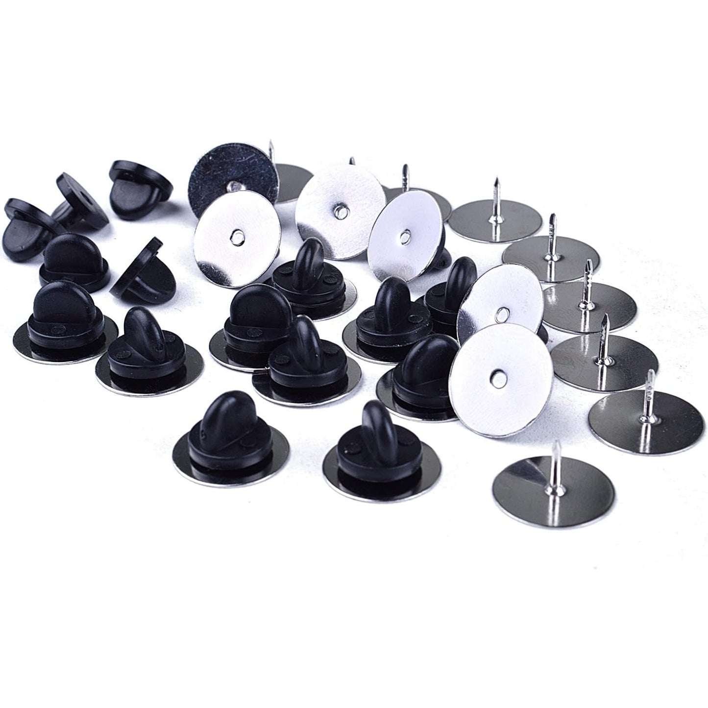 50 Pieces 15mm Copper Tie Tacks Blank Pins with 50 Pieces PVC Rubber Pin Backs