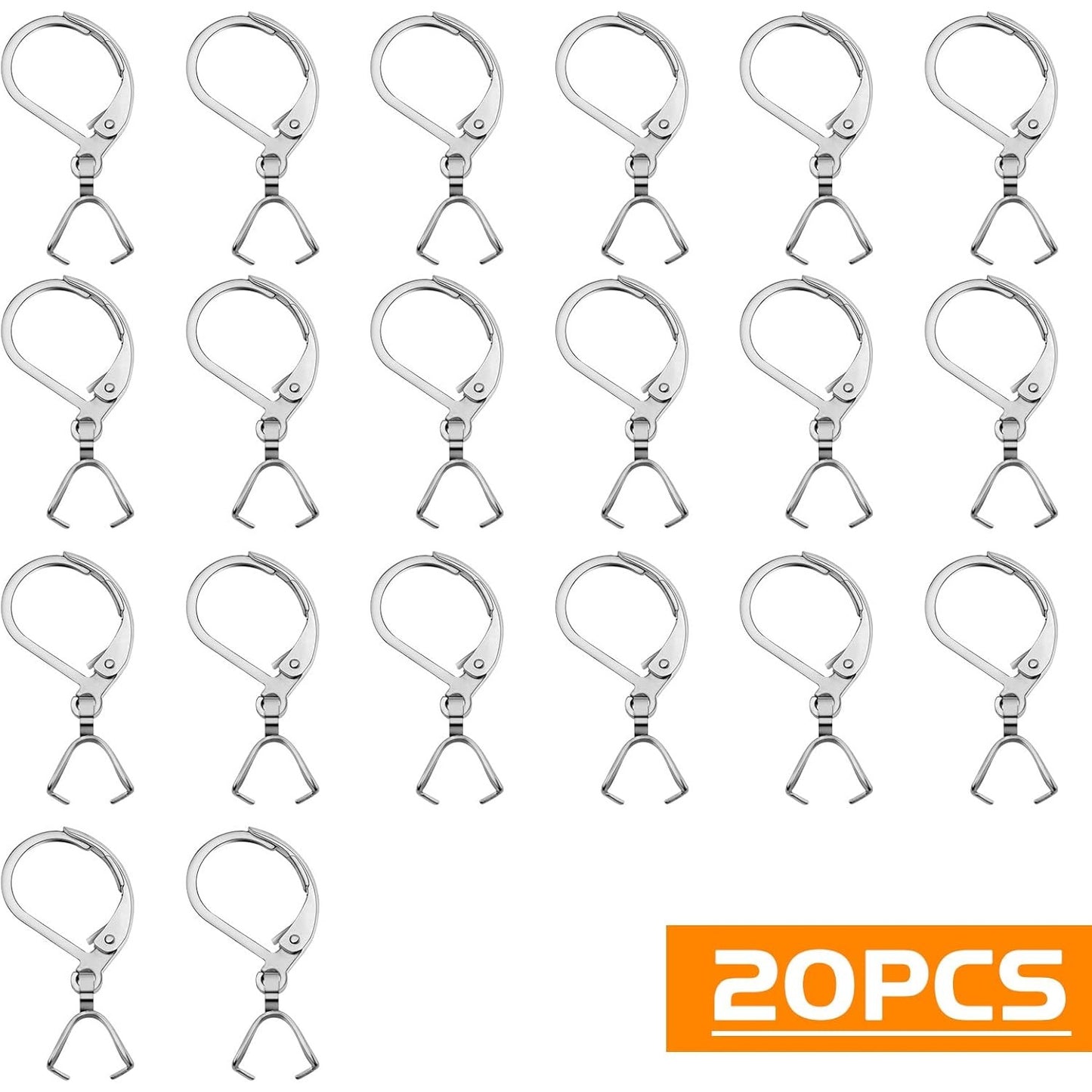 20pcs Stainless Steel French Earring Hooks Leverback Earwires Hypoallergenic Earring Findings with Pendant Clasp for DIY Earrings Jewelry Making