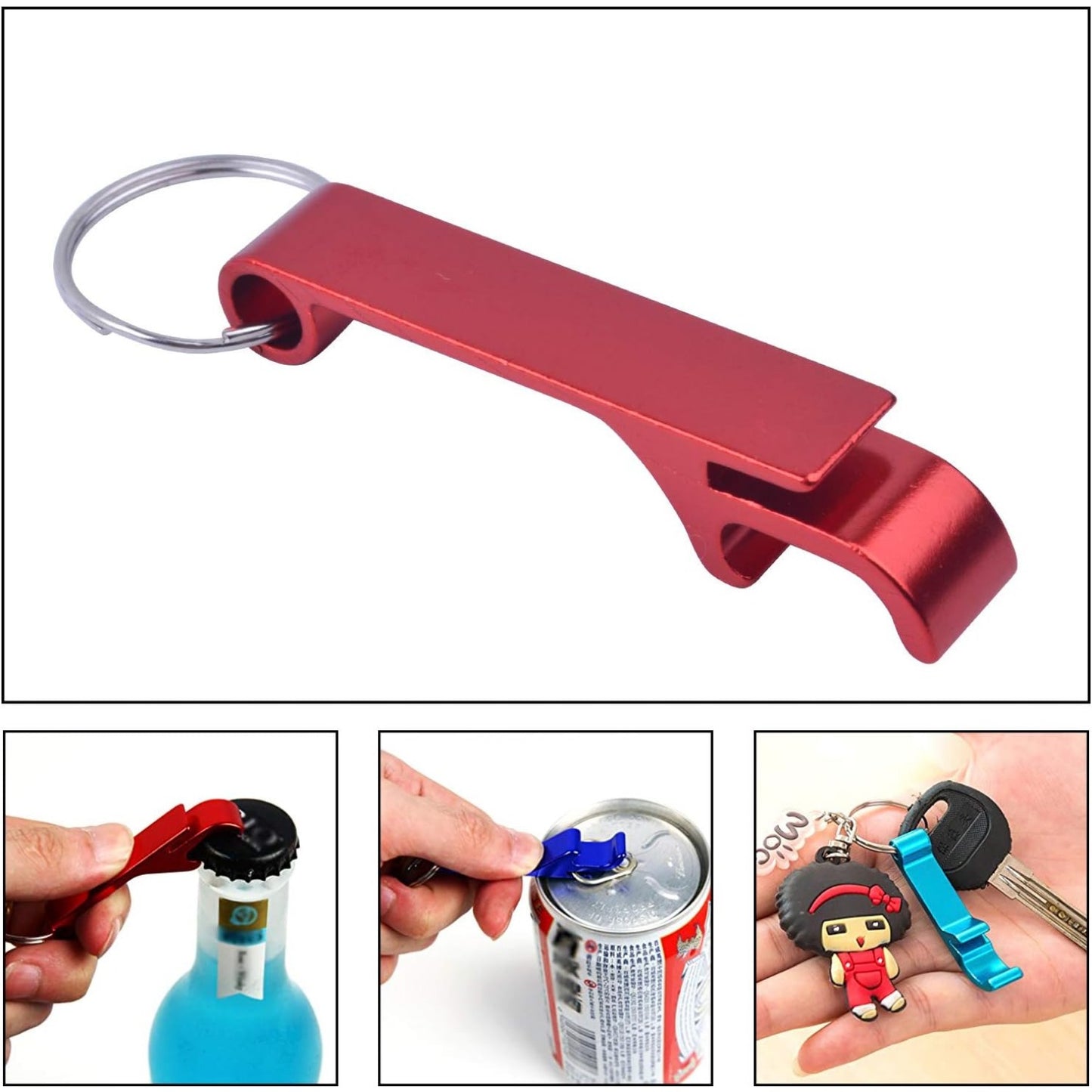 BronaGrand Keychain Bottle Opener,6 Pieces Aluminum Bartender Beer Bottle Opener