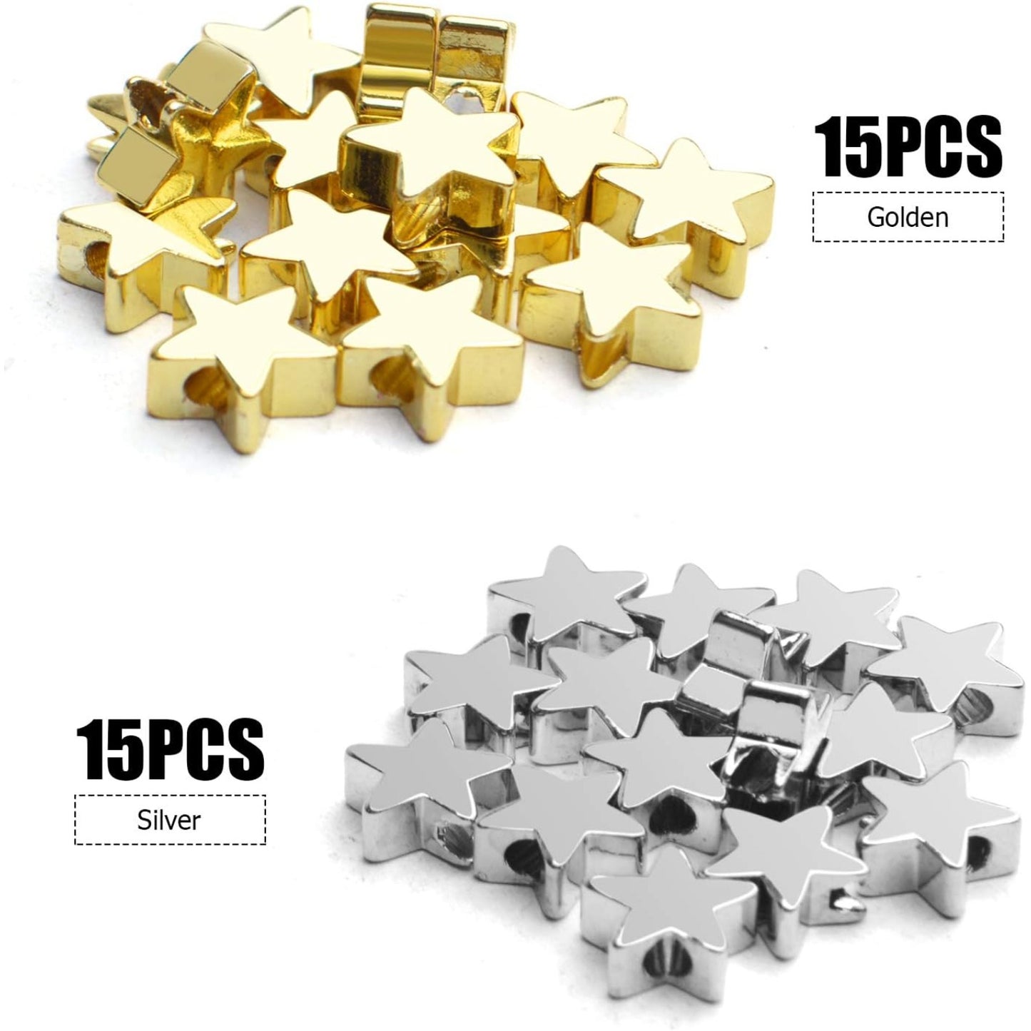 30pcs Star Shape Spacer Beads Jewelry Charm Loose Beads Copper Small Hole Star Beads for DIY Jewelry Crafts Making,6×6mm