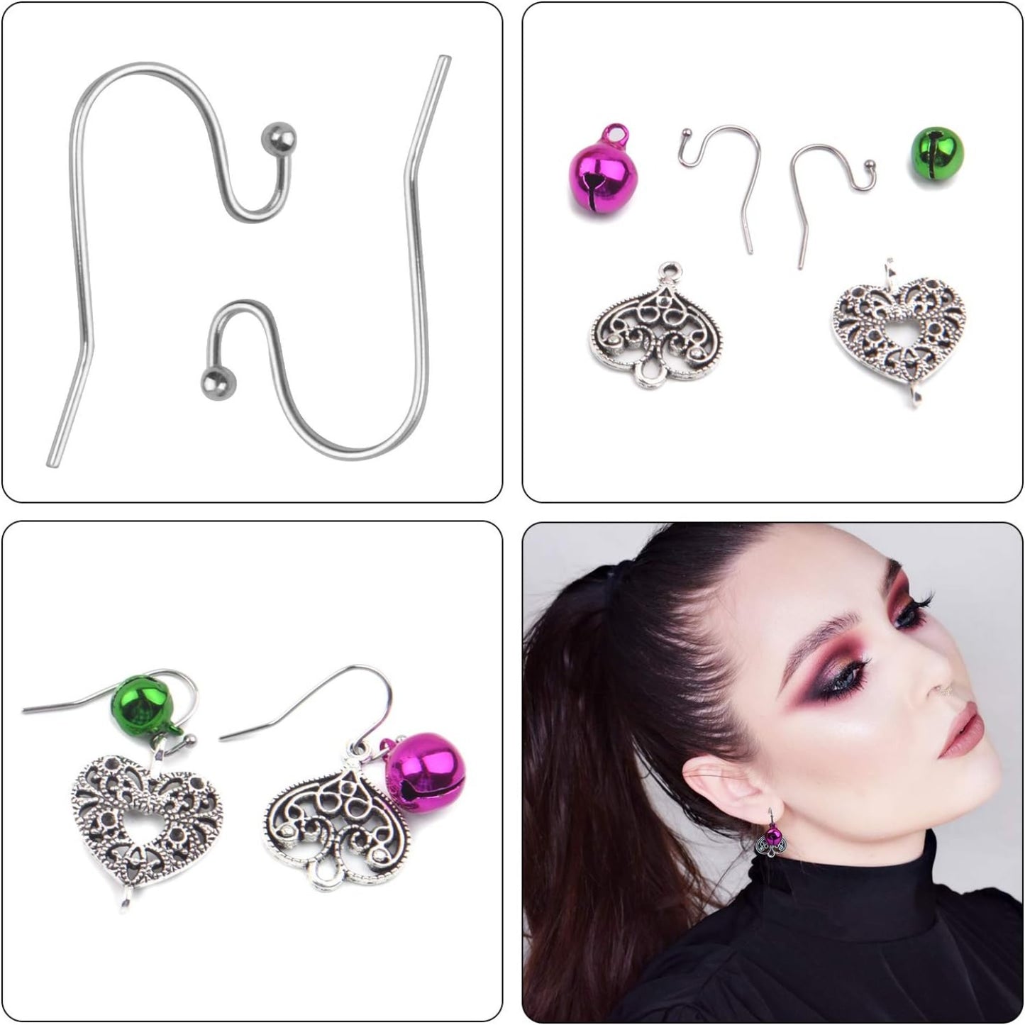 Earring Findings Bulk,200 Pieces French Earring Hooks Ball End Earwires with 200 Pieces Rubber Earring Stoppers for Dangling Earring Making,Golden and Silver