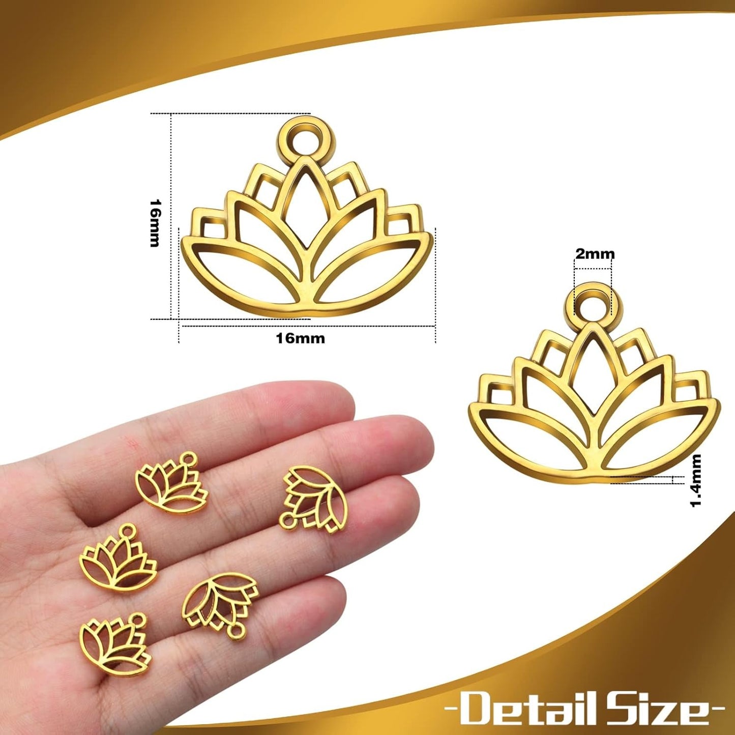 100pcs Lotus Charm Pendants Alloy Yoga Lotus Flower Charms Beads Charms Pendants Craft Supplies for DIY Necklace Bracelet Jewelry Making Crafting Accessory