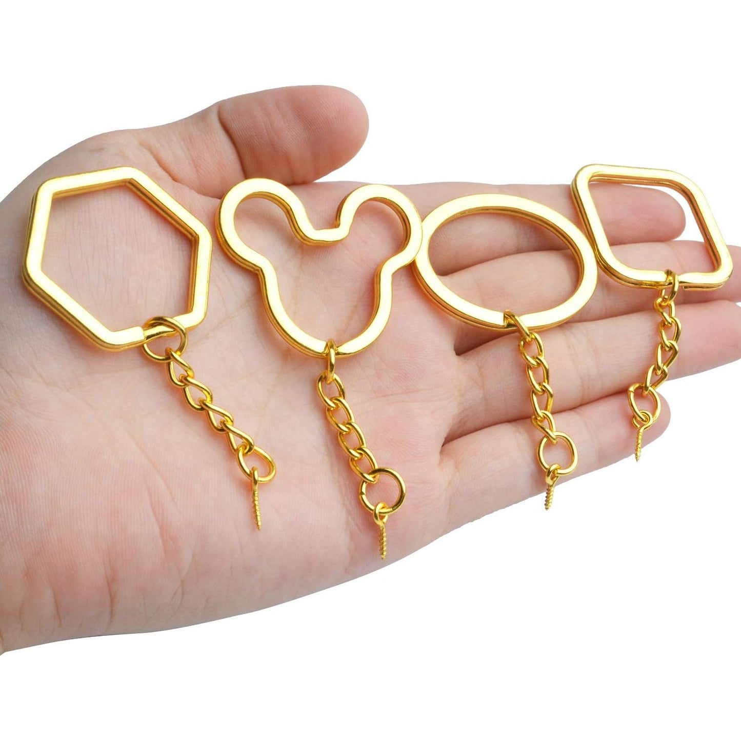 BronaGrand Keyring with Chain,30Pcs Gold Key Ring Bulk Split Keyring Blanks with Link Chain Open Jump Rings and Screw Eye Pins for DIY Art Craft Jewellery Making