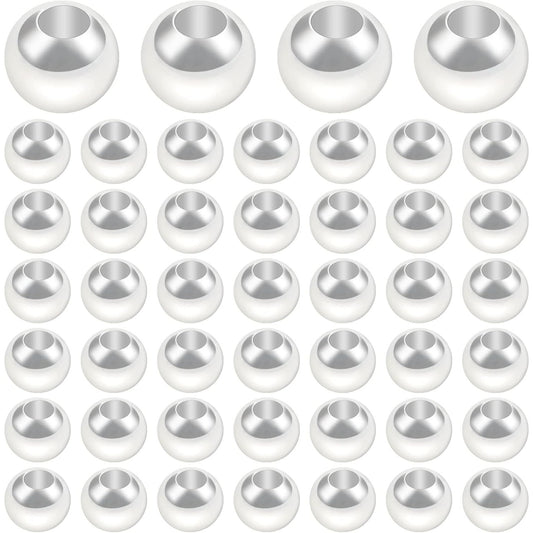 50pcs 3 mm 925 Sterling Silver Seamless Smooth Round Ball Spacer Beads Hypoallergenic Tiny Rondelle Loose Beads with A Box for DIY Necklace Bracelet Jewelry Making Findings