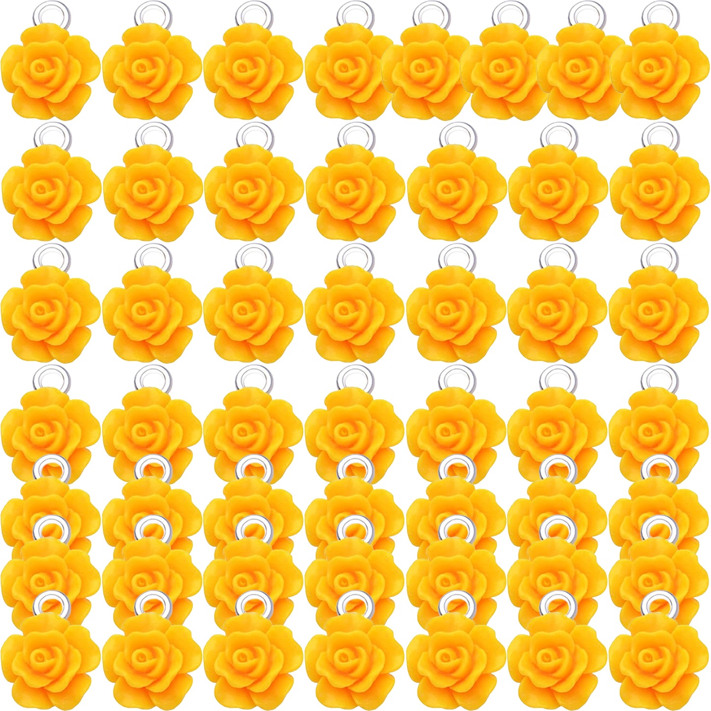 50pcs 10 mm Mixed Colors Resin Rose Flower Pendant Charms Lovely Flower Bead Charms Jewelry Making Accessories for DIY Craft Earrings Necklace Bracelet Birthday Party Favor Gifts
