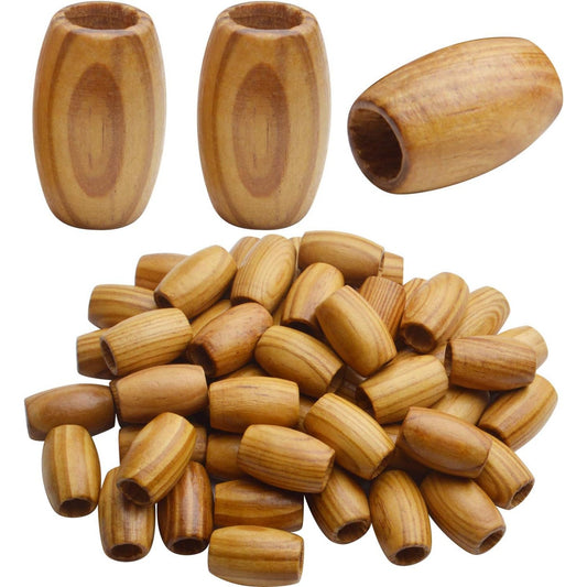 50pcs Natural Large Wooden Spacer Beads Tube Beads Oval Beads Loose Wood Beads with 10mm Large Hole for DIY Jewelry Hair Crafts Making,DIY Jewelry Handmade Decoration Supplies,30×20mm