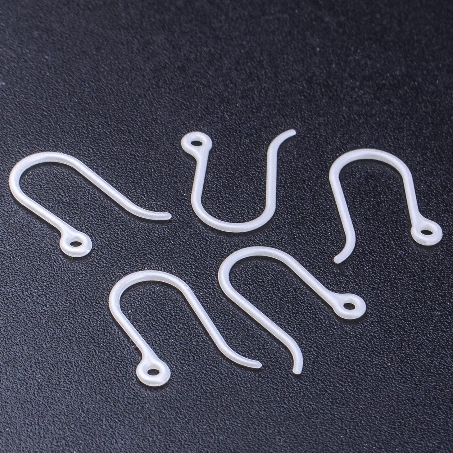 60pcs Plastic Earring Hooks Hypoallergenic Safety Ear Wire with Loop Fish Hook Earrings Dangle Earring Connectors for DIY Jewelry Making Handmade Decoration(Transparent)