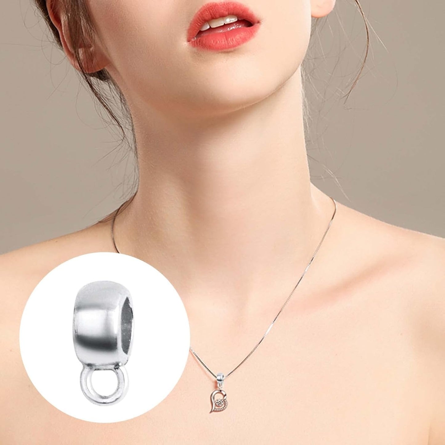 100 Gram 4 Styles Bail Tube Beads Alloy Bail Beads Connectors Spacer Bead Hanger Links Charms for DIY European Bracelet Jewelry Making Supplies, Bright Silver