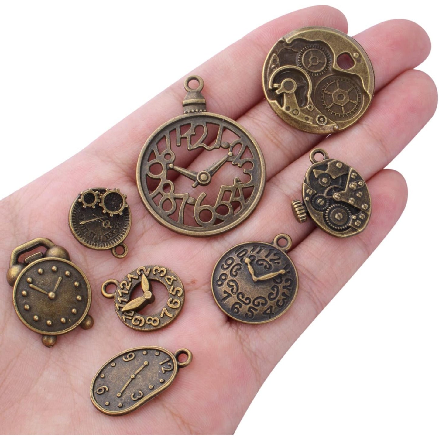 20pcs Antique Bronze Clock Face Charms Alloy Watch Steampunk Charm Pendants Connector Alice Clock Charms Craft Supplies for DIY Bracelet Necklace Jewelry Making Accessories