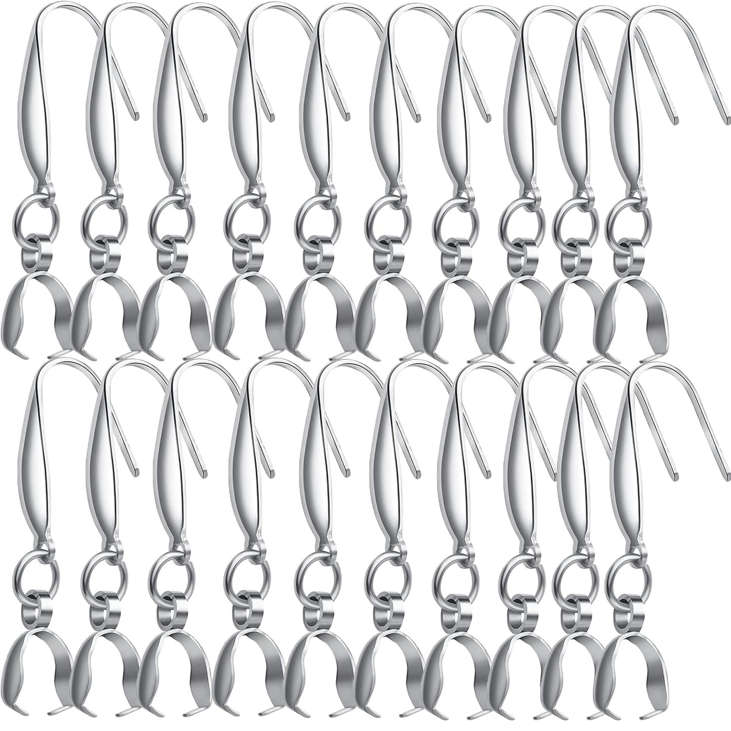20pcs Stainless Steel Pendant Clasp Earring Hooks Ear Wire Buckle Hoops Fish Hooks Dangle Earrings for DIY Crafts Jewelry Making Accessories, Golden and Steel Color, 34 mm x 13 mm