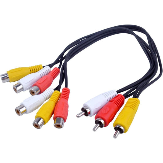 BronaGrand 3 RCA Male Jack to 6 RCA Female Plug Splitter Audio Video Av Adapter Cable 12inch