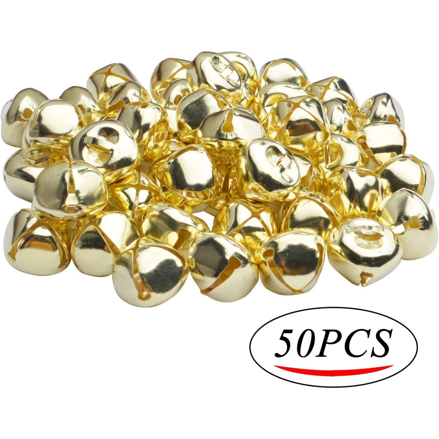 50pcs Jingle Bells, 1 Inch Craft Bells Bulk DIY Bells for Christmas Festival Decoration Home Decoration,Gold