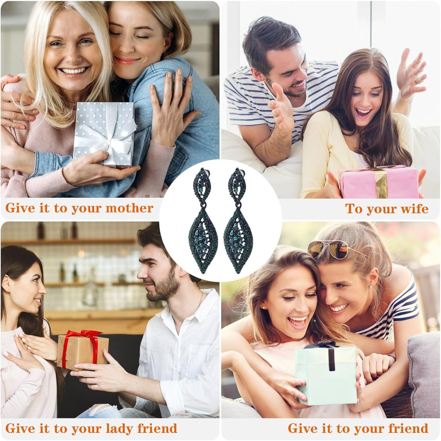 1 Pair Dark Green Clip on Earrings Rhinestone Crystal Wedding Bride Earring Clips Gorgeous Leaf Drop Clip-on Dangle Earrings for Women Non Pierced Ears Earrings Decor