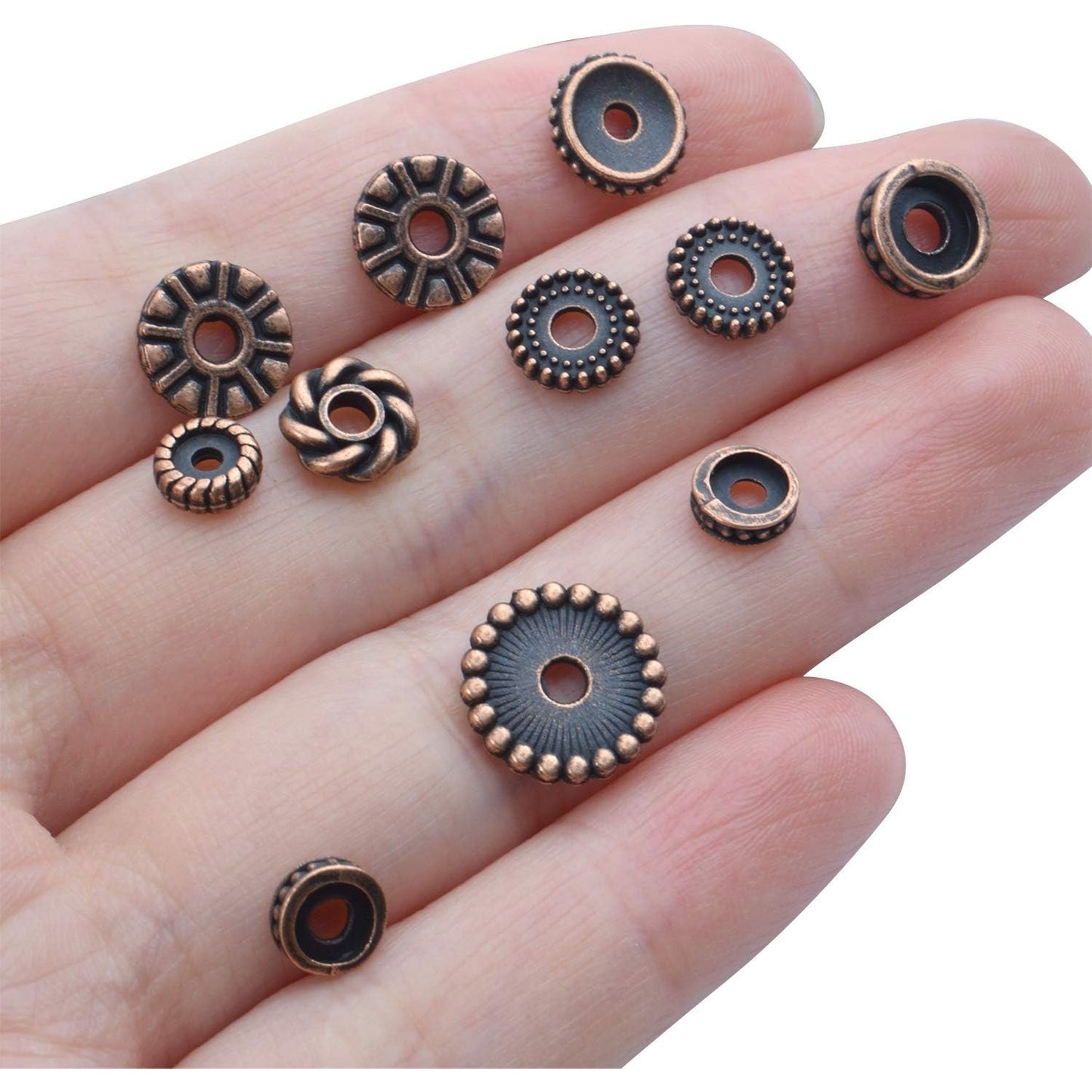 100 Gram(About 170-300pcs) Spacer Beads Jewelry Bead Charm Spacers Alloy Spacer Beads for Jewelry Making DIY Bracelets Necklace and Crafting,Antique Copper