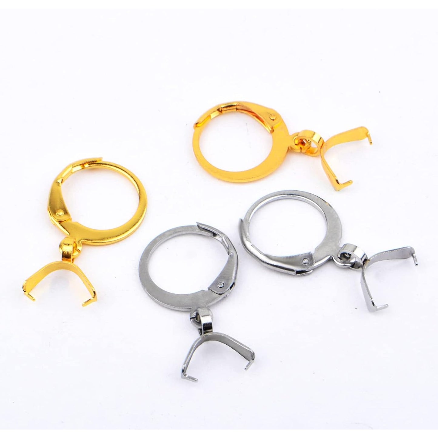 20pcs Stainless Steel French Earring Hooks Hypoallergenic Leverback Ear Wire Round Earring Hooks with Pendant Clasps for DIY Earring Jewelry Making Supplies, 2 Colors