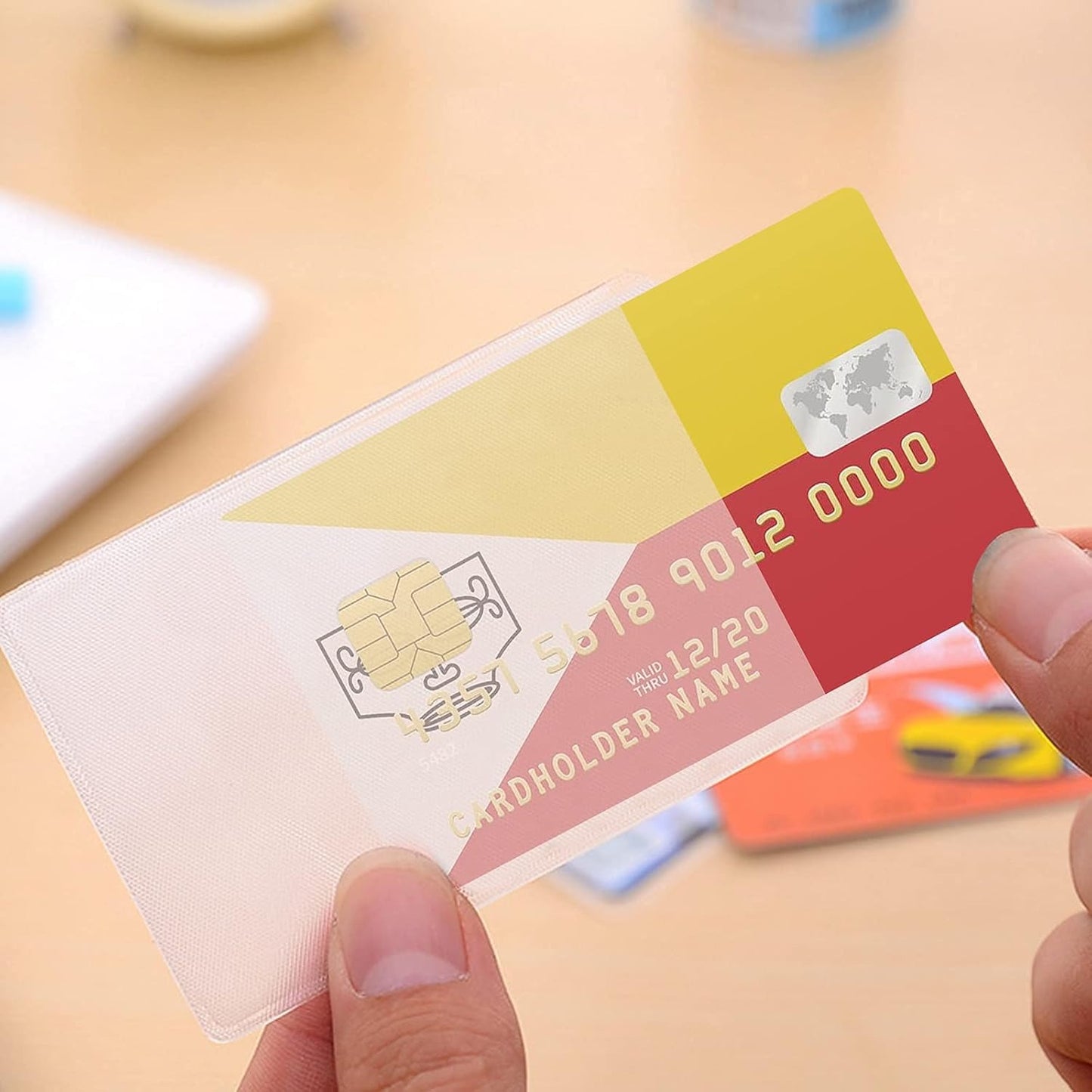 BronaGrand 100pcs Transparent Vertical ID Credit Card Holder Business Card Protector Sleeves
