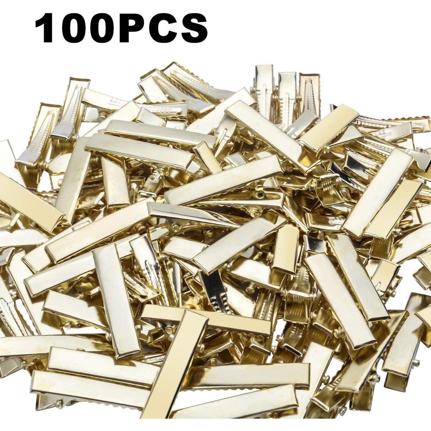 BronaGrand Flat Alligator Clips, 100pcs 3.2cm DIY Single Prong Metal Hair Clips Duckbill Hair Clips Blank Hair Slides for Crafts and Other Hair Accessories