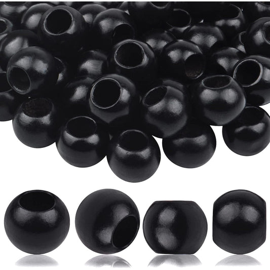 50pcs 20mm Black Wooden Beads Round Wood Beads Natural Wood Macrame Loose Beads with 10mm Large Hole for DIY Crafts Jewelry Making Garland Home Wall Hanging Decoration