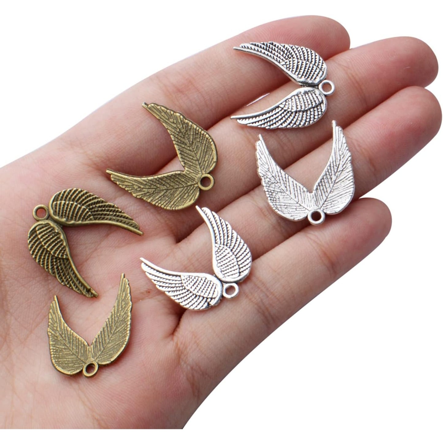 60pcs Angle Wings Pendant Charms Alloy Fairy Wing Charms Angle Wing Bead Charms for Jewelry DIY Bracelet Necklace Making Accessory