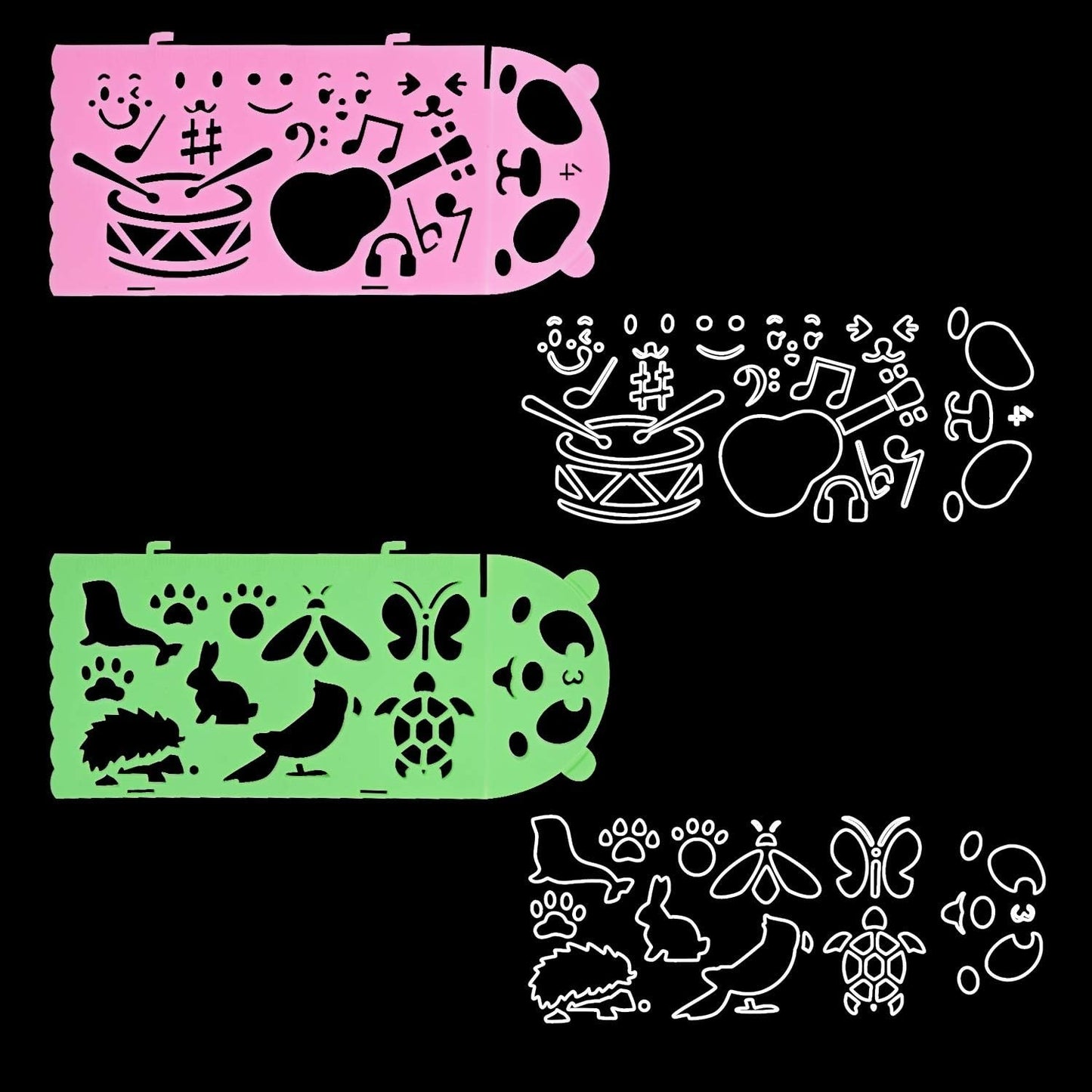 Drawing Stencil Set, 4pcs Plastic Painting Stencils Number Letter Drawing Scale Template Educational