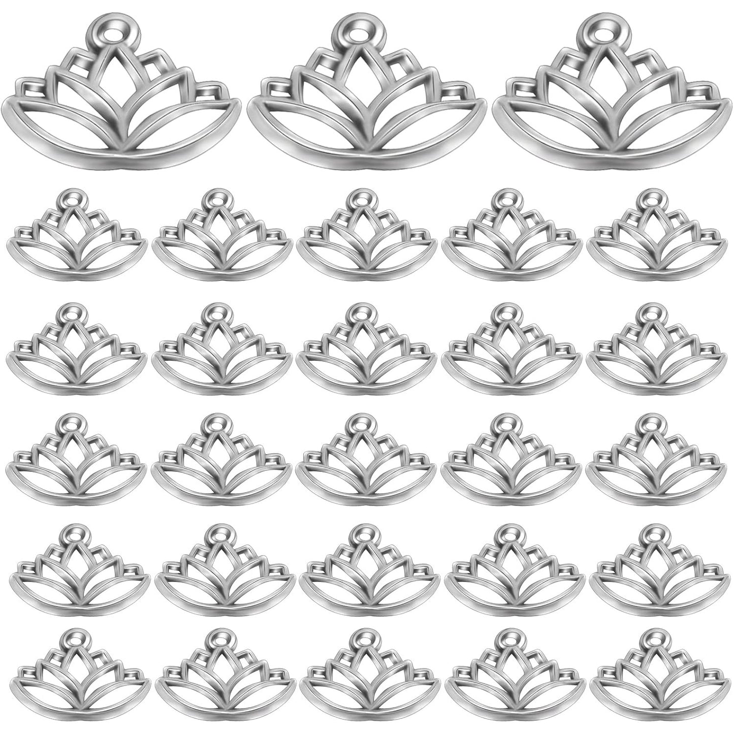 100pcs Lotus Charm Pendants Alloy Yoga Lotus Flower Charms Beads Charms Pendants Craft Supplies for DIY Necklace Bracelet Jewelry Making Crafting Accessory