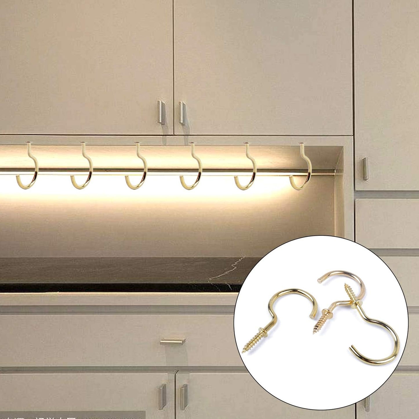 20 Pieces Screw in Ceiling Hooks,2.8 inches Metal Cup Hook Hangers for Hanging Plants,Kitchen (Gold)