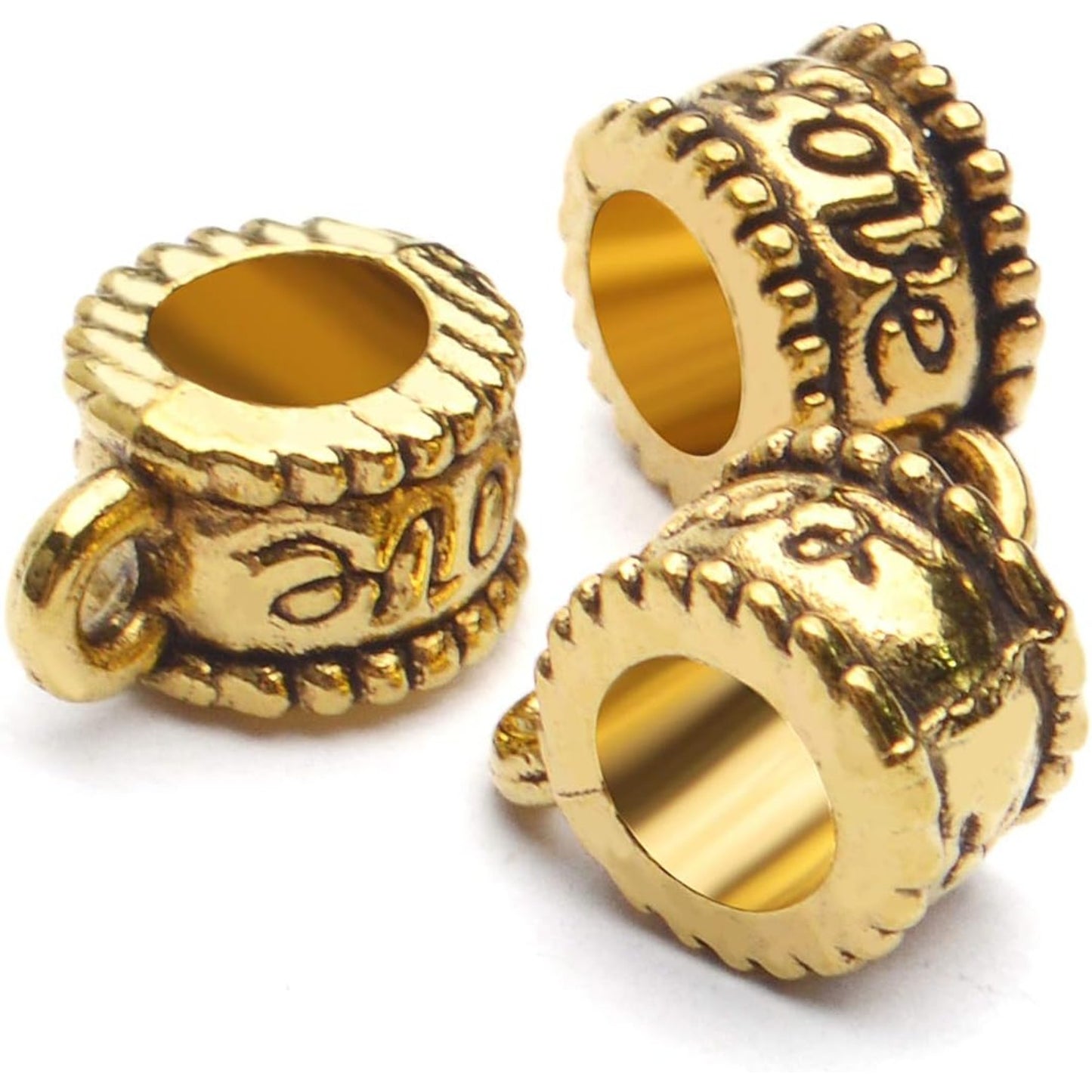 100pcs Antique Gold Bail Beads Tibetan Alloy Bail Tube Spacer Bead Connector Hanger Beads for Bracelet Necklace Pendant Jewelry Making