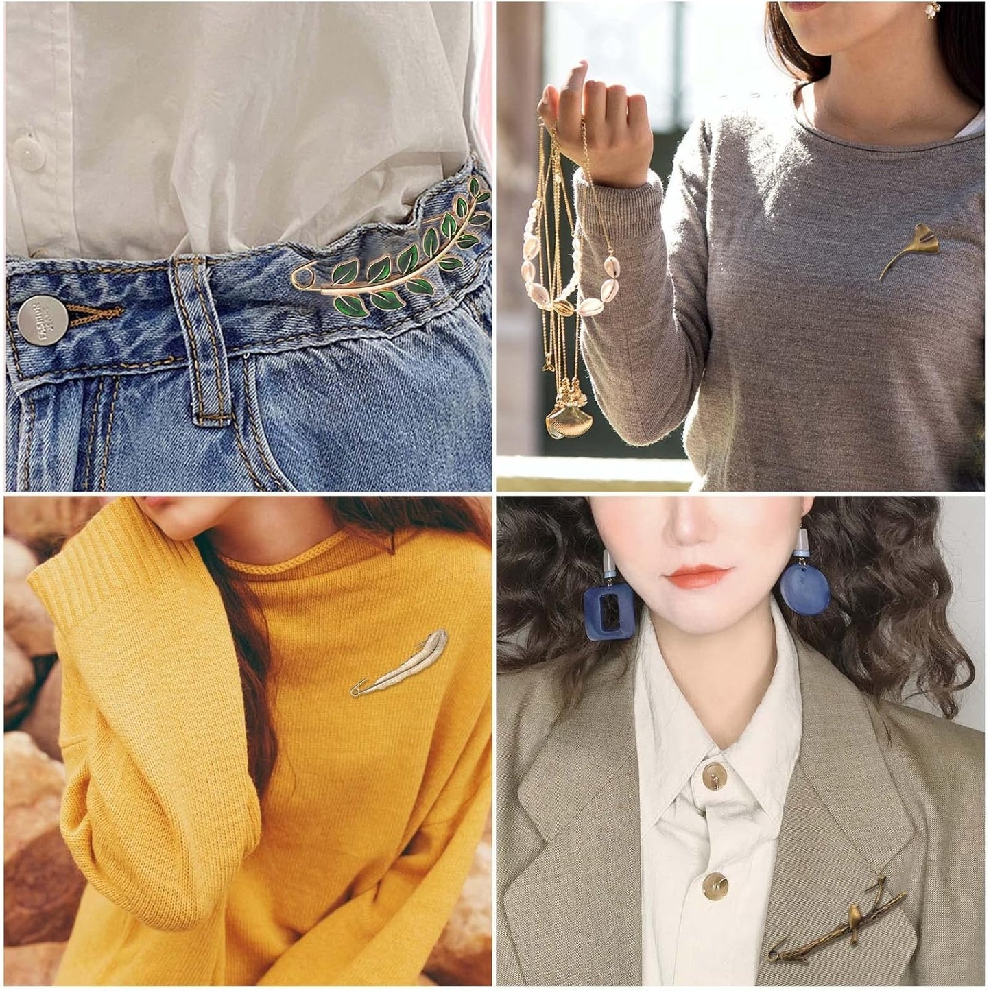 5pcs 5 Styles Extra Large Safety Pins Vintage Alloy Brooches Safety Pins Heavy Duty Quality Lapel Pins for Scarf Blankets Skirts Kilts Knitted Fabric Crafts