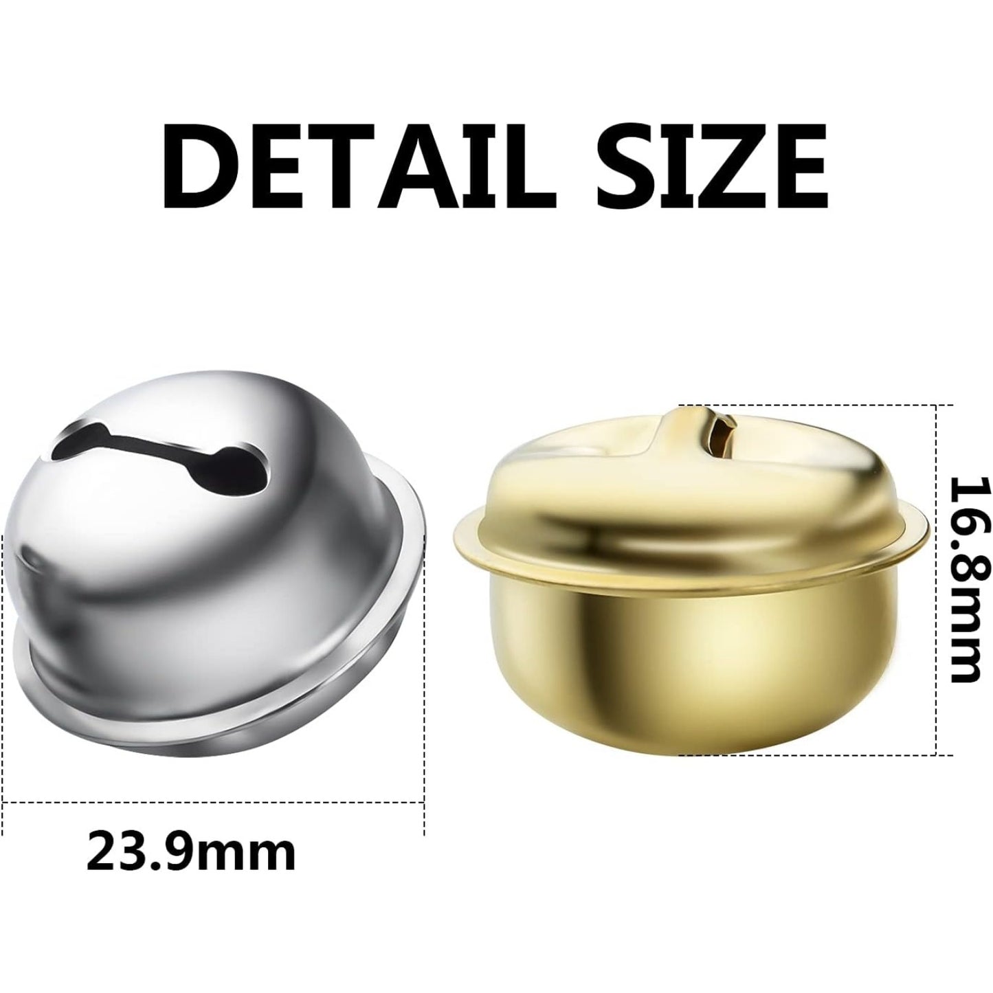 Large Jingle Craft Bells, 50pcs Jingle Christmas Bells Metal Bells Jingle Bell Ornaments for Pet Dog Cat Collar Pendants Christmas Party Festival Decoration and Home Decoration