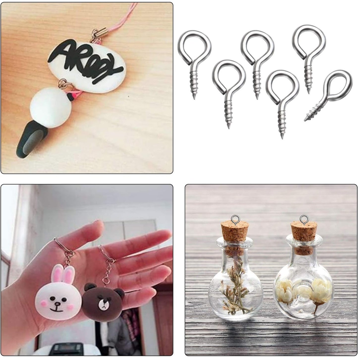 Small Eye Hooks,100pcs 13x7mm Mini Eye Pins Eye Screw Hooks Metal Eyelets Screw Eye Lags for Resin Jewelry Bead Plastic Wood