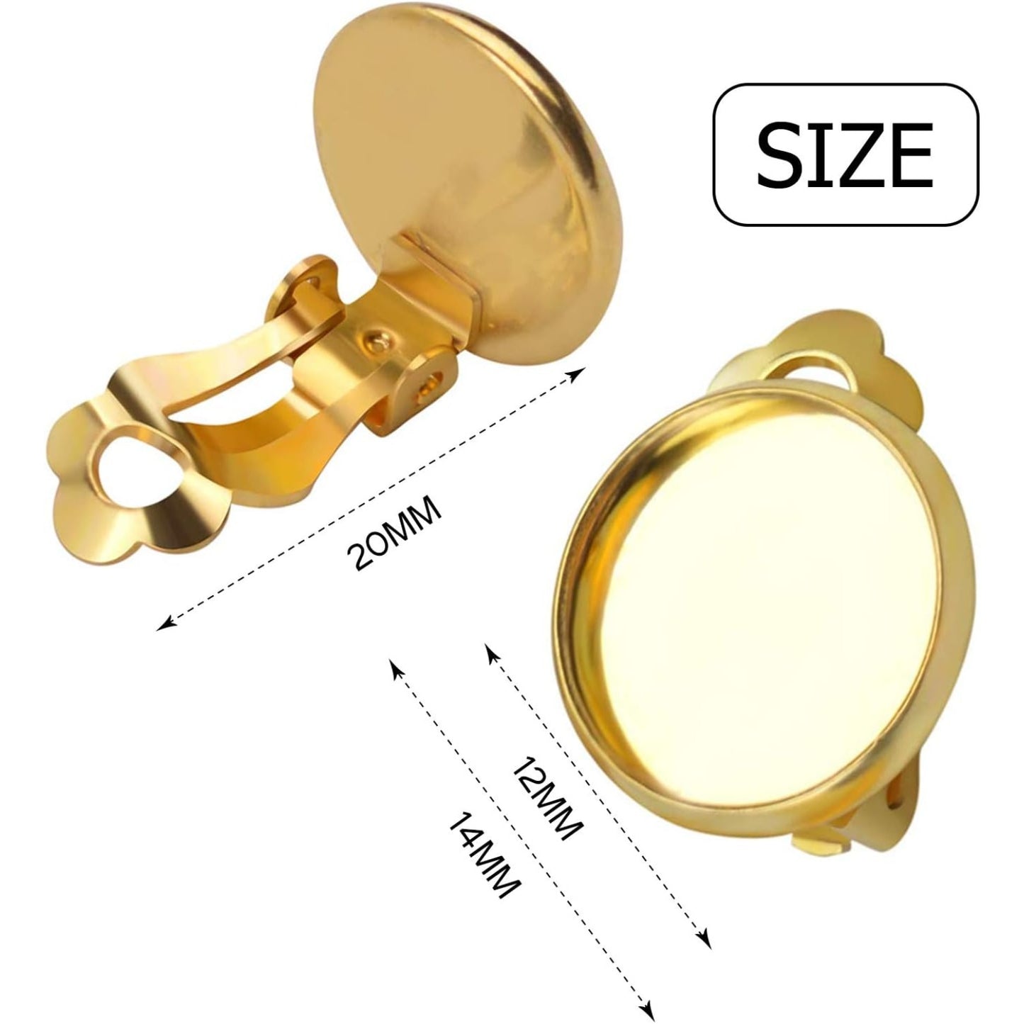 Clip-on Earring Converters, 20pcs (10 Pair) Flat Round Earring Trays 12mm Earring Cabochon Setting Converter for Non Pierced Ears Earring Making - Silver