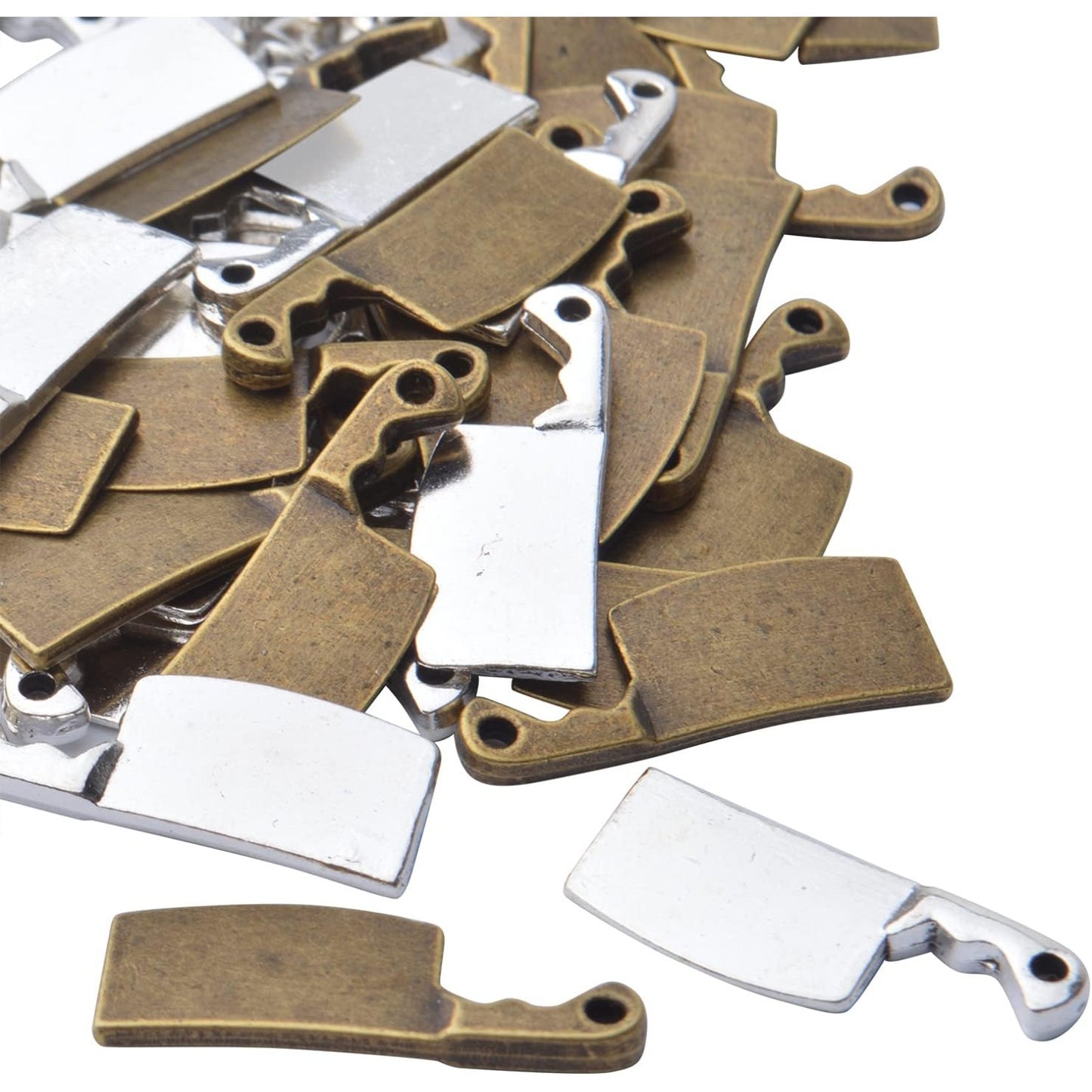 60pcs Kitchen Charms,23.5mm×9mm Alloy Knife Meat Cleaver Charm Pendants for DIY Bracelet Necklace Jewelry Crafts Making Supplies,2 Colors